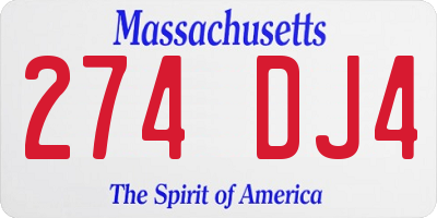 MA license plate 274DJ4