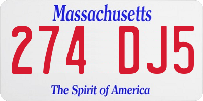 MA license plate 274DJ5