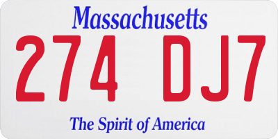 MA license plate 274DJ7