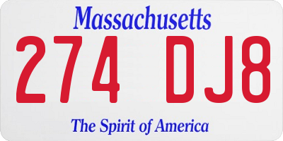 MA license plate 274DJ8