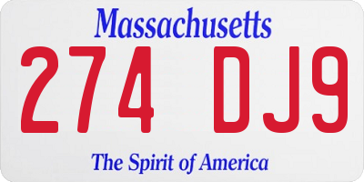 MA license plate 274DJ9