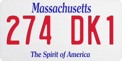 MA license plate 274DK1
