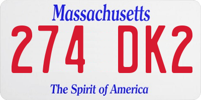 MA license plate 274DK2