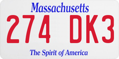 MA license plate 274DK3