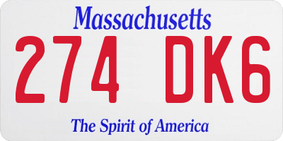 MA license plate 274DK6