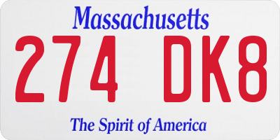 MA license plate 274DK8