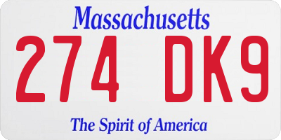 MA license plate 274DK9