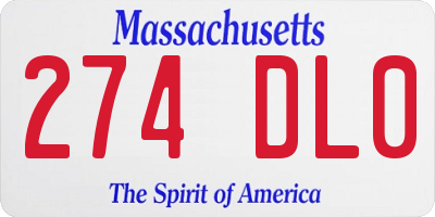 MA license plate 274DL0