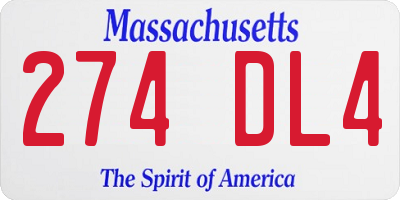MA license plate 274DL4