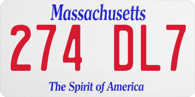 MA license plate 274DL7