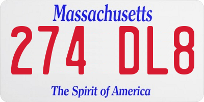 MA license plate 274DL8