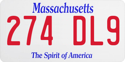 MA license plate 274DL9