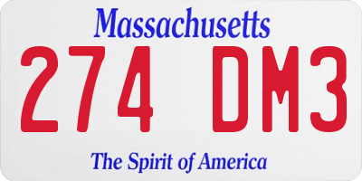 MA license plate 274DM3