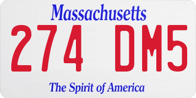 MA license plate 274DM5