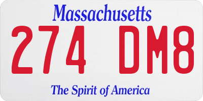 MA license plate 274DM8