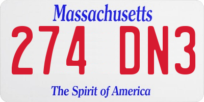 MA license plate 274DN3