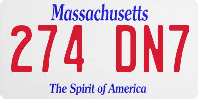 MA license plate 274DN7