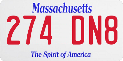 MA license plate 274DN8