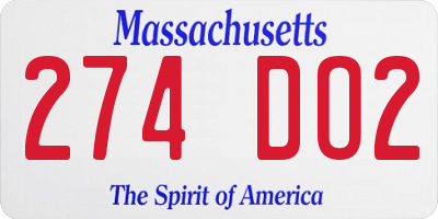 MA license plate 274DO2