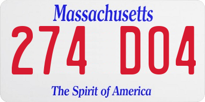 MA license plate 274DO4