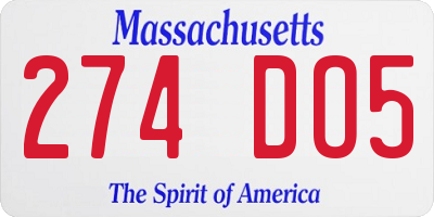 MA license plate 274DO5