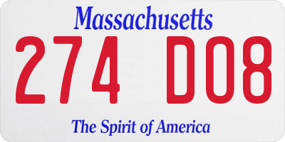 MA license plate 274DO8