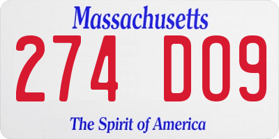 MA license plate 274DO9