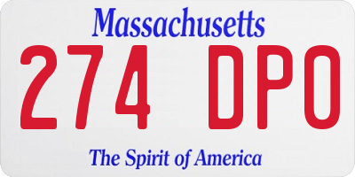 MA license plate 274DP0