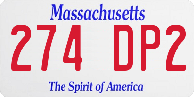 MA license plate 274DP2