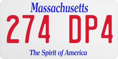 MA license plate 274DP4