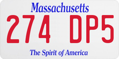 MA license plate 274DP5