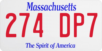 MA license plate 274DP7