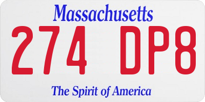 MA license plate 274DP8