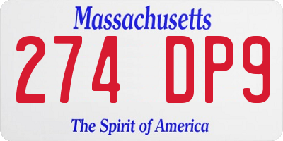 MA license plate 274DP9
