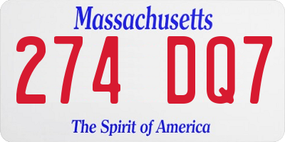 MA license plate 274DQ7