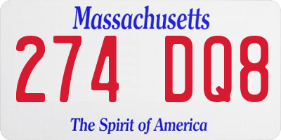 MA license plate 274DQ8