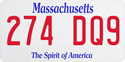 MA license plate 274DQ9