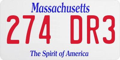 MA license plate 274DR3