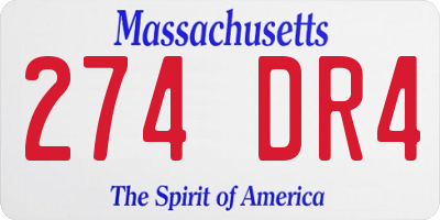 MA license plate 274DR4