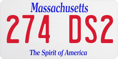 MA license plate 274DS2