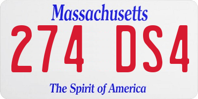 MA license plate 274DS4