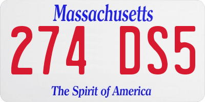 MA license plate 274DS5