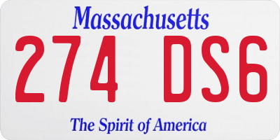 MA license plate 274DS6