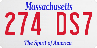 MA license plate 274DS7