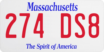 MA license plate 274DS8