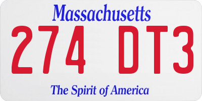MA license plate 274DT3