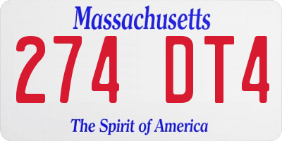 MA license plate 274DT4