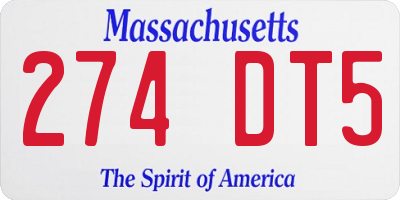 MA license plate 274DT5