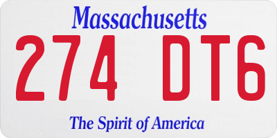 MA license plate 274DT6