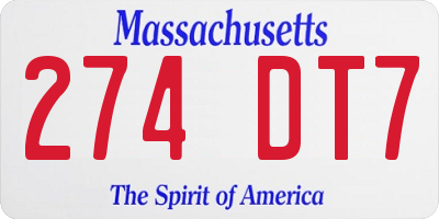 MA license plate 274DT7